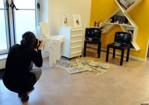 La fotografa al lavoro