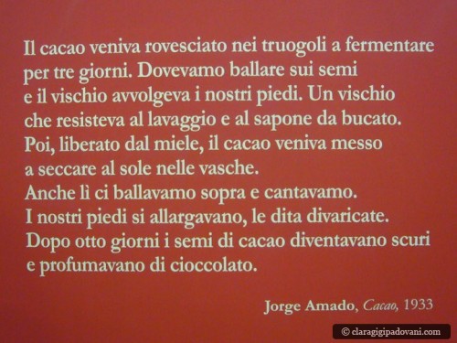 Cacao è uno dei libri citati sul muro dello stand Tentazione e meditazione