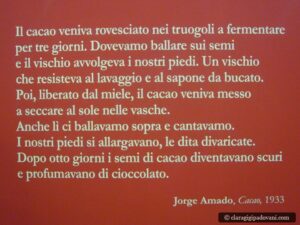 Cacao è uno dei libri citati sul muro dello stand Tentazione e meditazione