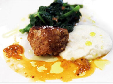 Animelle alla crema di cavolo con broccoli e ricci di mare