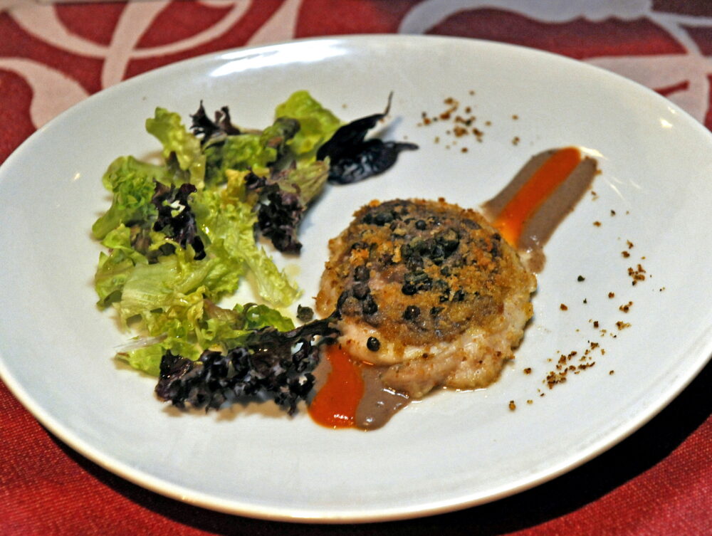 Lavarello del Garda con roveja e capperi fritti